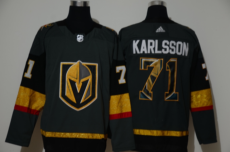 Vegas Golden Knights #71 Karlsson Adidas Men gold black NHL Jersey print->brooklyn nets->NBA Jersey